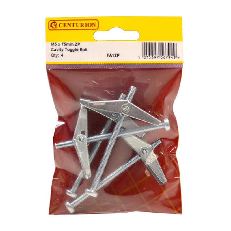 Centurion M5 x 75mm ZP Cavity Toggle Bolt 4pk - Pack of 5
