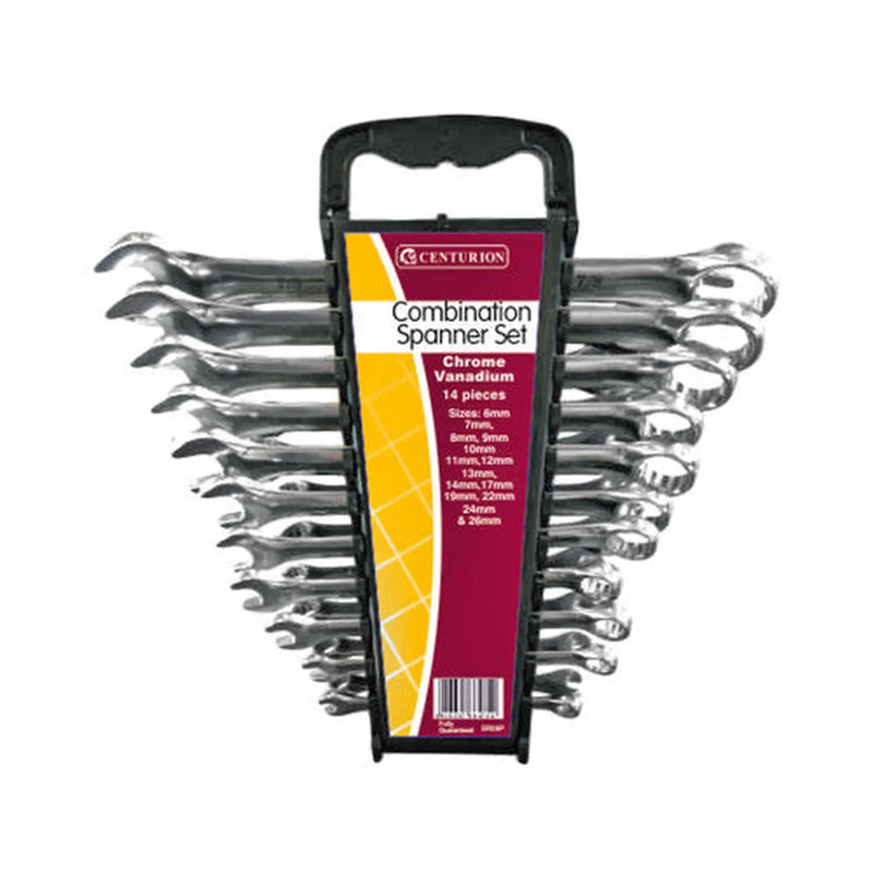 Centurion Combination Spanner Set, Polished Head, 14pc, 6-26mm - Pack of 4