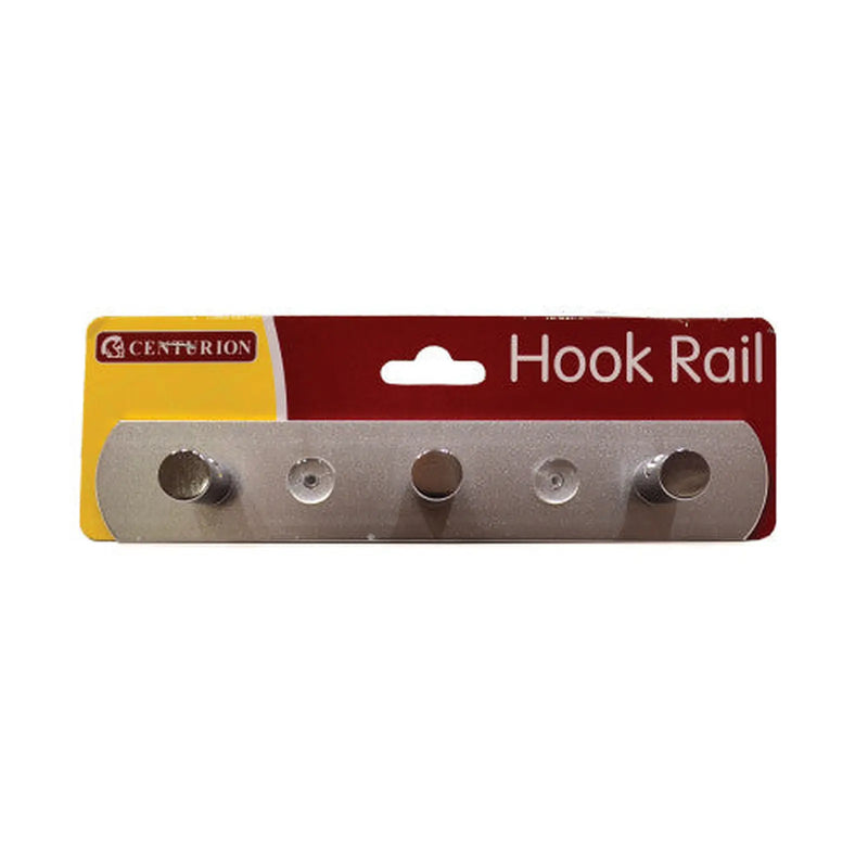 Centurion 3 Hook Metal Flat Wall Rail - Polished Chrome - Pack of 4