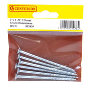 Centurion 3" x 8 ZP Cross Recessed Hardened Twin Thread Woodscrews with - Pack of 5