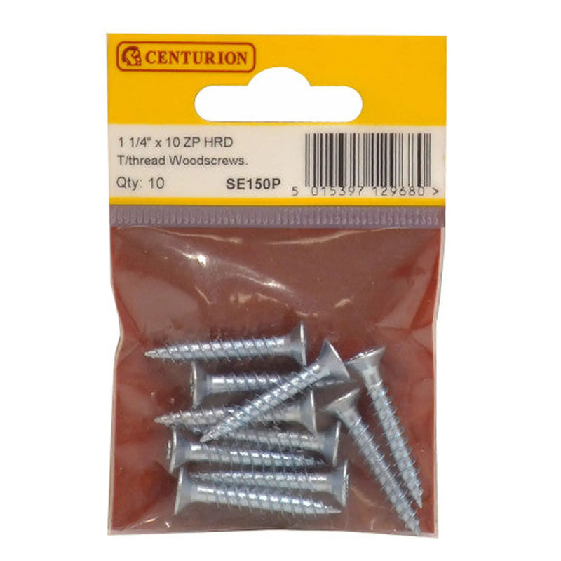 Centurion 1 1/4" x 10 ZP Cross Recessed Hardened Twin Thread Woodscrews with - Pack of 5