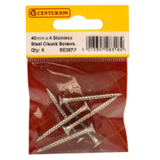 Centurion 4mm x 40mm Stainless Steel Chipboard Screws CRCS Head Countersunk - Pack of 5