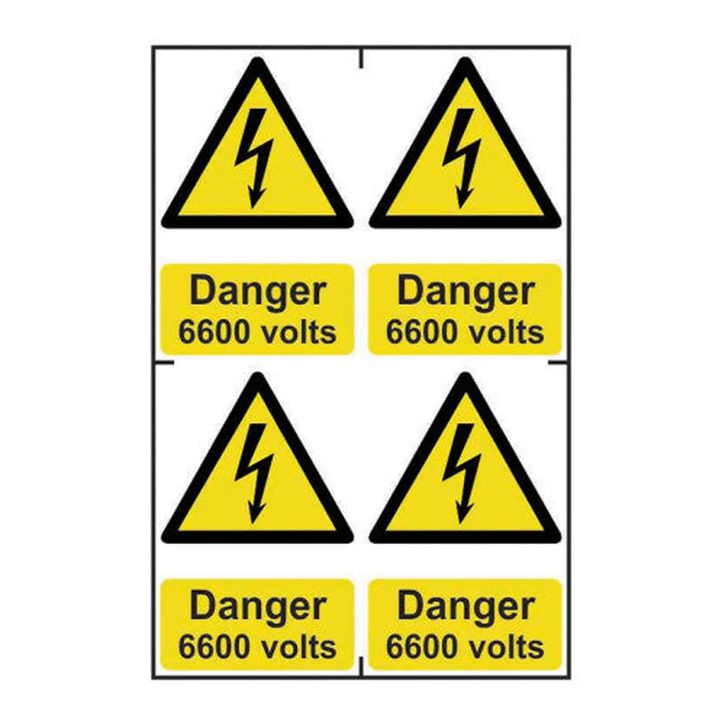 Centurion Danger 6600 volts - Self Adhesive PP (200 x 300mm) - Min Order 2