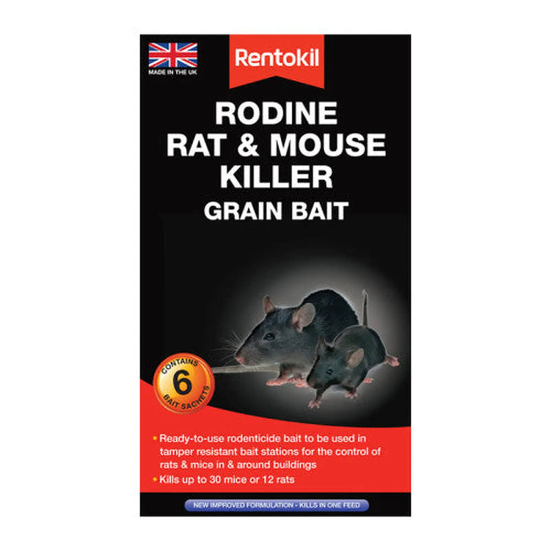 Centurion Rentokil - Rodine Rat & Mouse Killer Grain Bait - 6 Sachet - Pack of 6