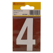 Centurion 75mm White Helvetica Bold Condensed Style Vinyl Number 4 - Pack of 10
