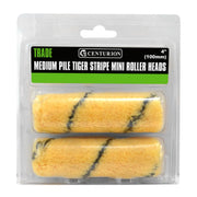 Centurion Trade Medium Pile Tiger Stripe Mini Rollers, 100mm / 4" (Set of 2) - Pack of 10