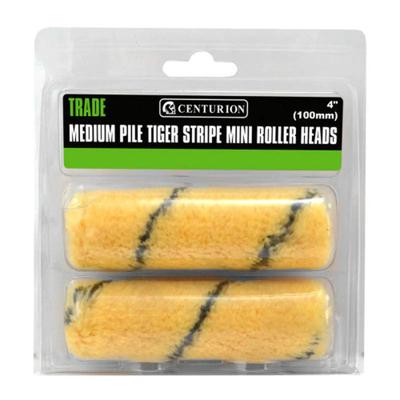 Centurion Trade Medium Pile Tiger Stripe Mini Rollers, 100mm / 4" (Set of 2) - Pack of 10