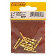 Centurion 1" x 6 Slotted Brass Woodscrew - Countersunk Head - (Pack of 10) - Pack of 5