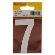 Centurion 75mm White Helvetica Bold Condensed Style Vinyl Number 7 - Pack of 10