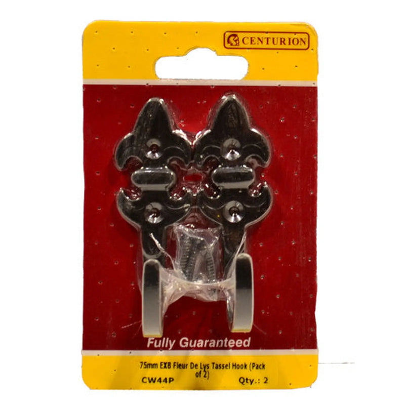 Centurion 75mm EXB Fleur De Lys Tassel Hook (Pack of 2) - Pack of 5