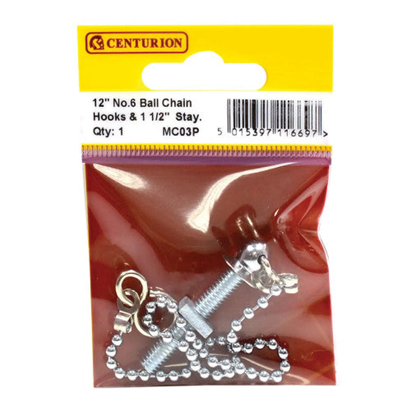 Centurion Sink Ball Chain With Stay, Chrome Plated, 300mm - Pack of 5