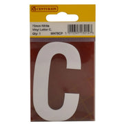 Centurion 75mm White Helvetica Bold Condensed Style Vinyl Letter C - Pack of 10