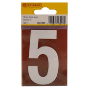 Centurion 75mm White Helvetica Bold Condensed Style Vinyl Number 5 - Pack of 10