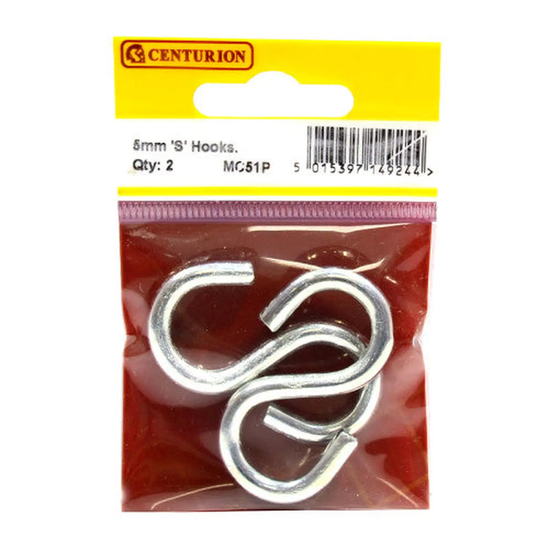 Centurion Steel Ess Hooks, Zinc Plated, 5mm x 48mm - Pack of 5