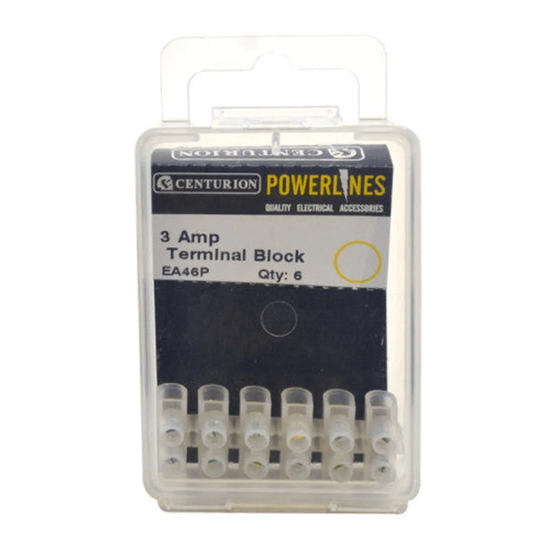 Centurion 3 Amp Terminal Block - 6 Way-EA46P - Pack of 5