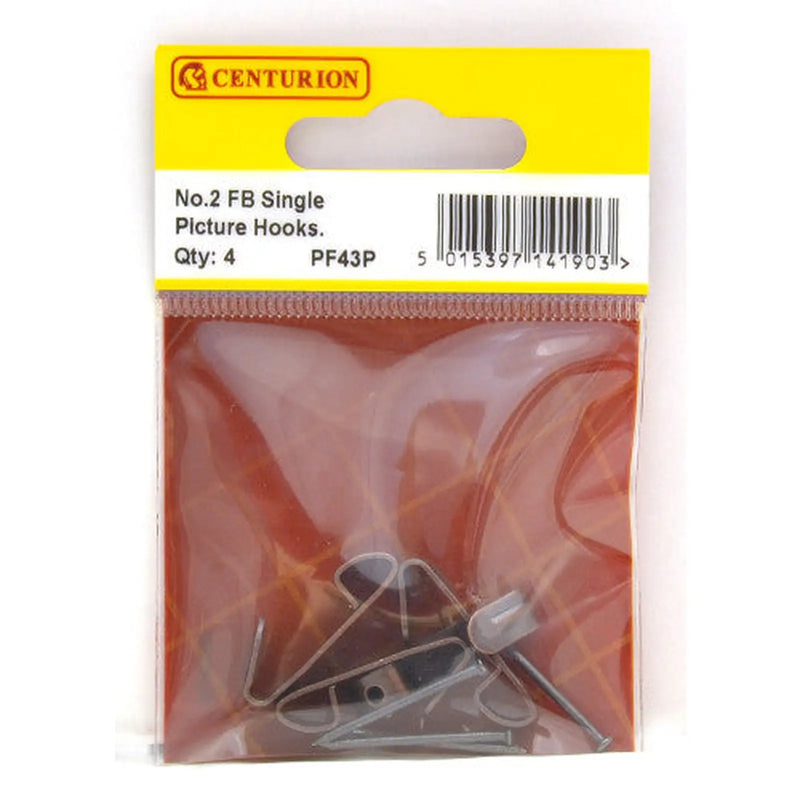 Centurion No 2 FB Single Picture Hooks (Pack of 4) - Pack of 5