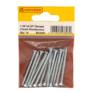 Centurion 1 3/4" x 6 ZP Cross Recessed Hardened Twin Thread Woodscrews with - Pack of 5