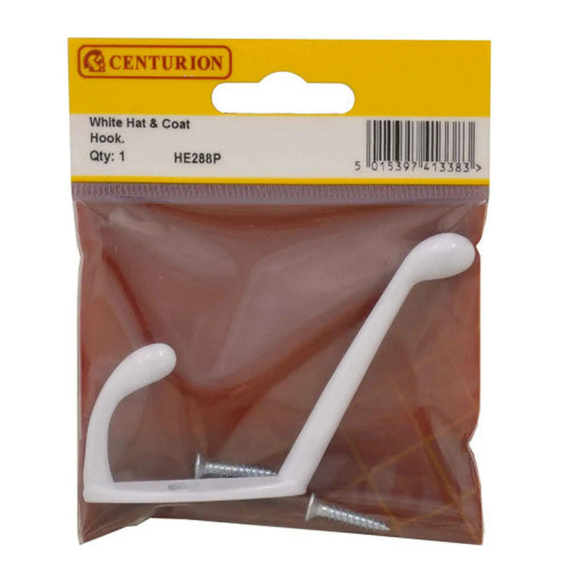 Centurion 105mm Die Cast Hat & Coat Hook - White - Pack Qty 1 - Pack of 5