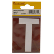 Centurion 75mm White Helvetica Bold Condensed Style Vinyl Letter T - Pack of 10
