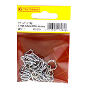 Centurion Open Clock Chain with Hooks, Chrome Plated, 450mm - Pack of 5