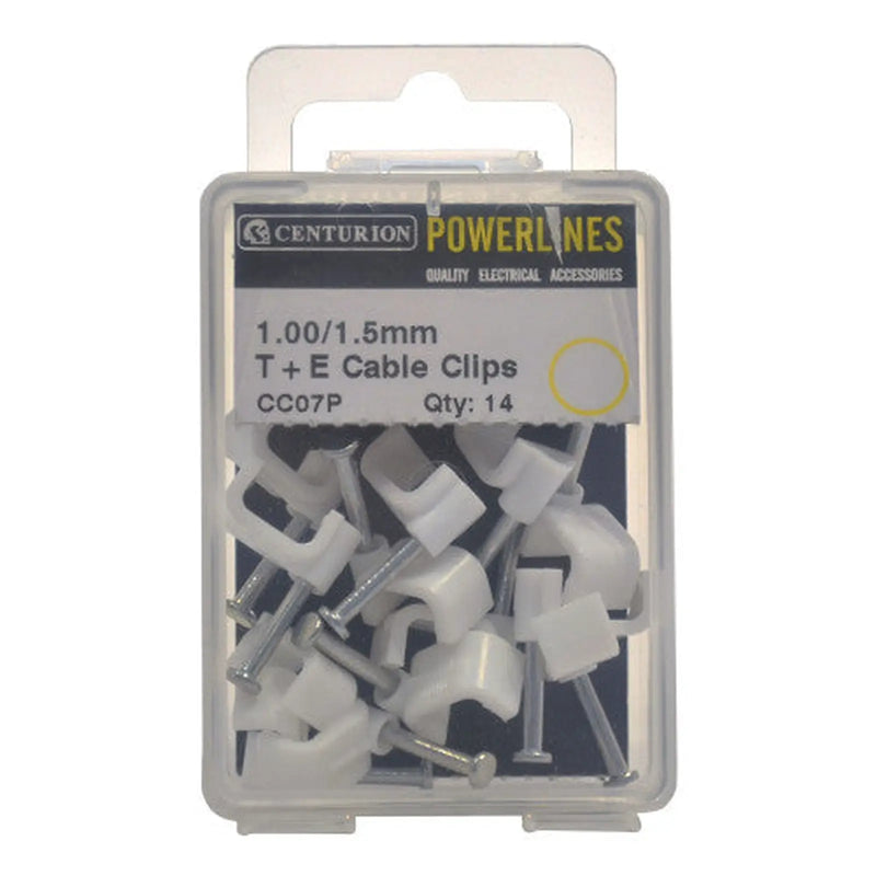 Centurion White T+E Cable Clips 1.00/1.5mm - Pack of 5