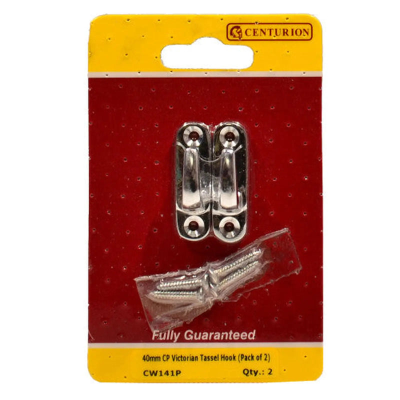 Centurion 40mm CP Victorian Tassel Hook (Pack of 2) - Pack of 5