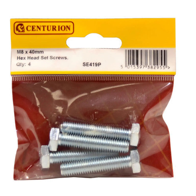 Centurion M8 x 40mm Hex Head Set Screws (Pack of 4) - Pack of 5