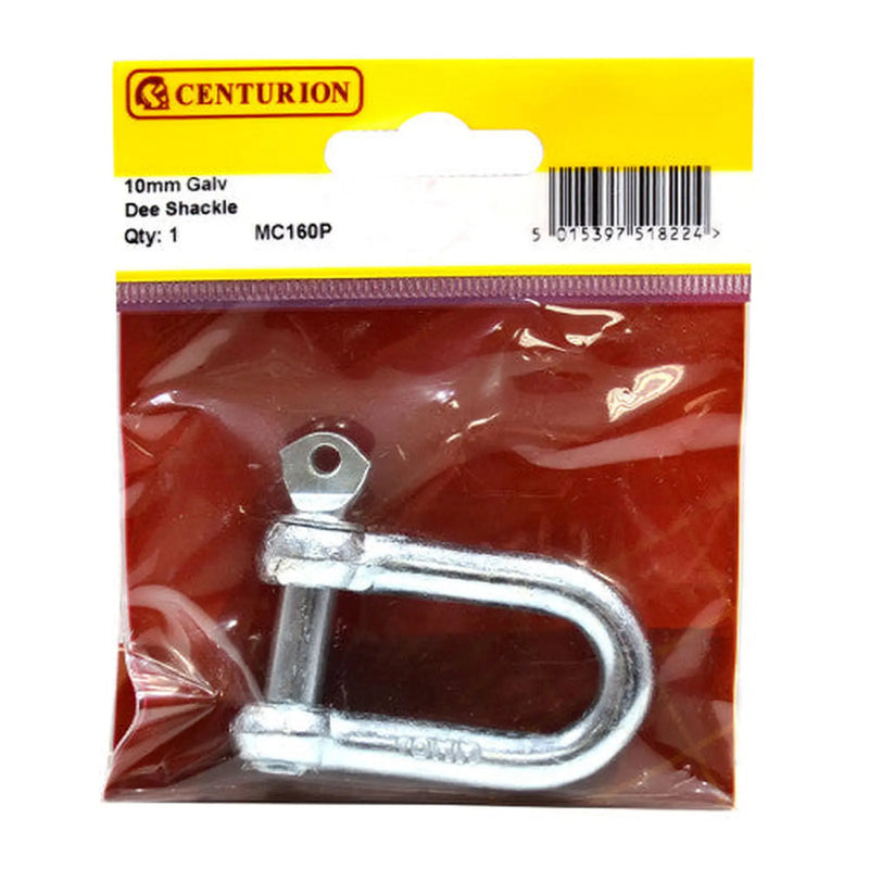 Centurion Dee Shackles, Galvanised, 10mm x 38mm x 19mm - Pack of 5