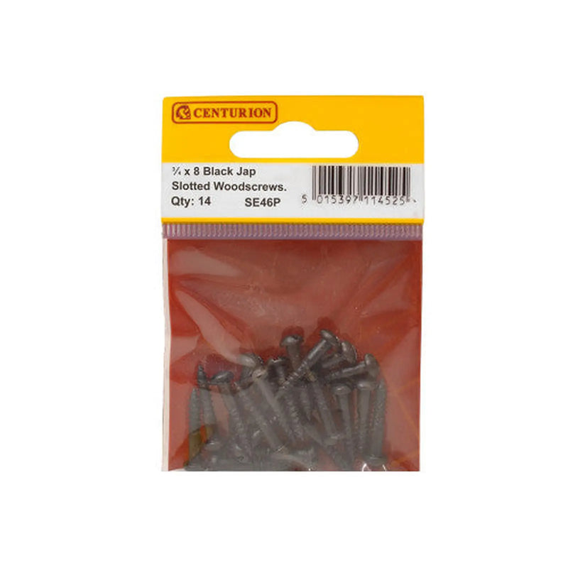 Centurion 3/4" x 8 Pozi Black Round Head Woodscrews (Pack of 14) - Pack of 5