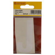 Centurion 75mm White Helvetica Bold Condensed Style Vinyl Letter J - Pack of 10