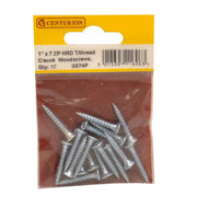 Centurion 1" x 7 ZP Cross Recessed Hardened Twin Thread Woodscrews with - Pack of 5