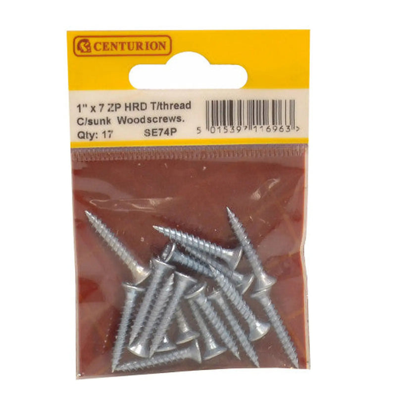 Centurion 1" x 7 ZP Cross Recessed Hardened Twin Thread Woodscrews with - Pack of 5