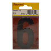 Centurion 75mm Black Helvetica Bold Condensed Style Vinyl Number 6 - Pack of 10