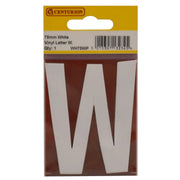 Centurion 75mm White Helvetica Bold Condensed Style Vinyl Letter W - Pack of 10