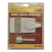 Centurion Double Locking Night latch, White-Polished Brass Cylinder, Narrow - Pack of 3