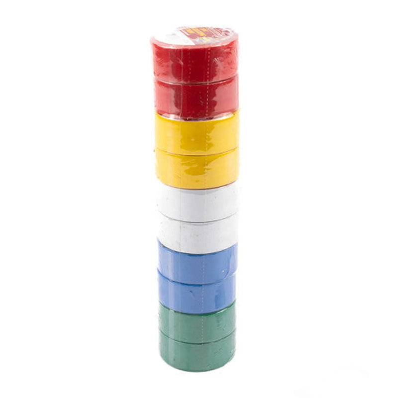 Centurion Insulating PVC Tape, Assorted Colours, 19mm x 4.5m - Pack of 10
