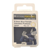 Centurion 6.3mm Blue Female Push-On Terminals, Pack of 10 - Pack of 5