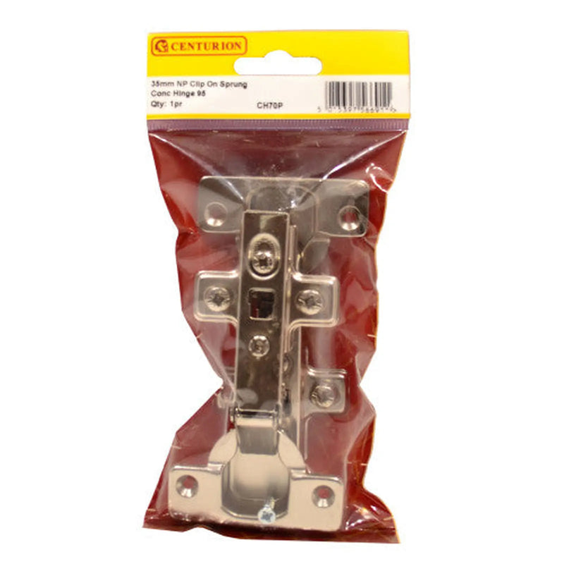 Centurion 35mm NP Clip On Sprung Conc Hinge 95 Deg (1 pair) - Pack of 5