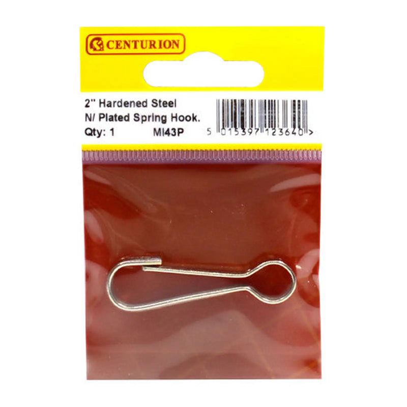 Centurion Spring Hook, Nickel Plated, 50mm - Pack of 5