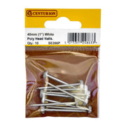 Centurion 40mm White Poly Head Nails (Pack of 10) - Pack of 5