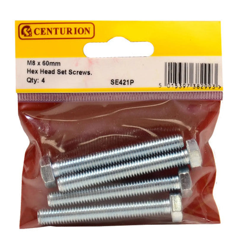 Centurion M8 x 60mm Hex Head Set Screws (Pack of 4) - Pack of 5