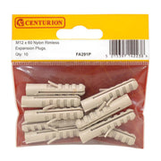 Centurion M12 x 60mm Nylon Rimless Expansion Plugs  (Pack of 10) - Pack of 5