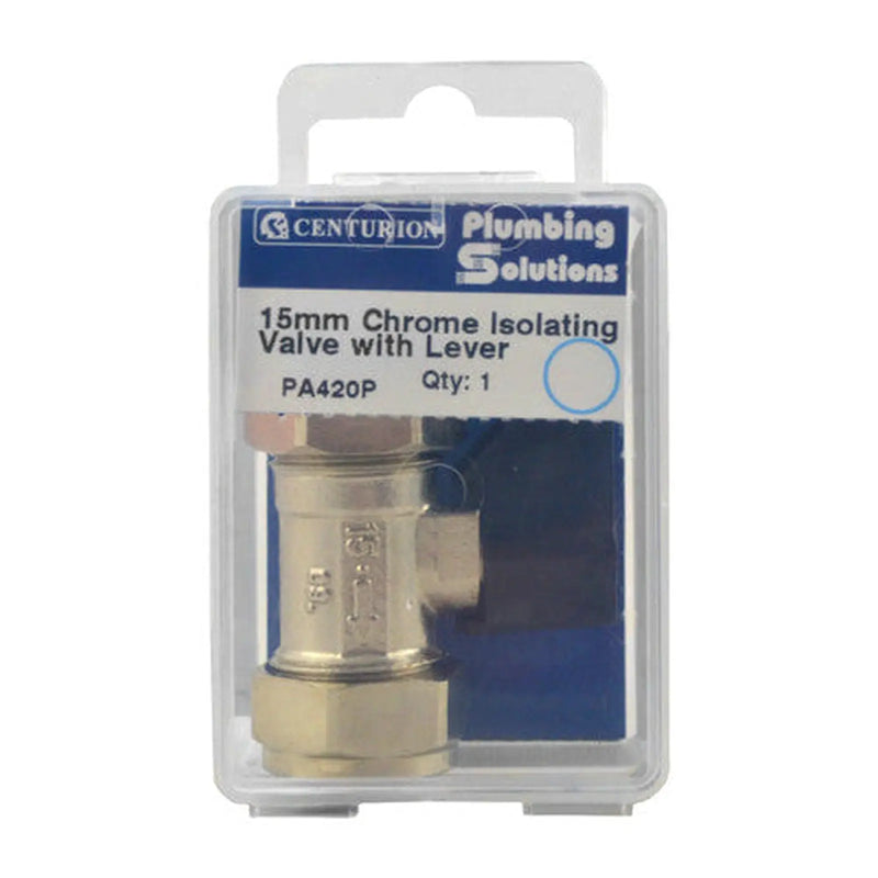 Centurion 15mm Isolating Valve with Lever - Chrome - Pack of 5