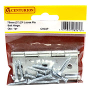 Centurion 75mm ZP Loose Pin Steel Butt Hinges  (1 pair) - Pack of 5