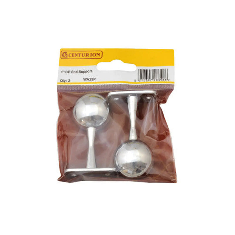 Centurion 19mm (3/4") Wardrobe Centre Supports - Chrome Plated - Pack Qty 1 - Pack of 5