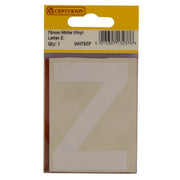 Centurion 75mm White Helvetica Bold Condensed Style Vinyl Letter Z - Pack of 10