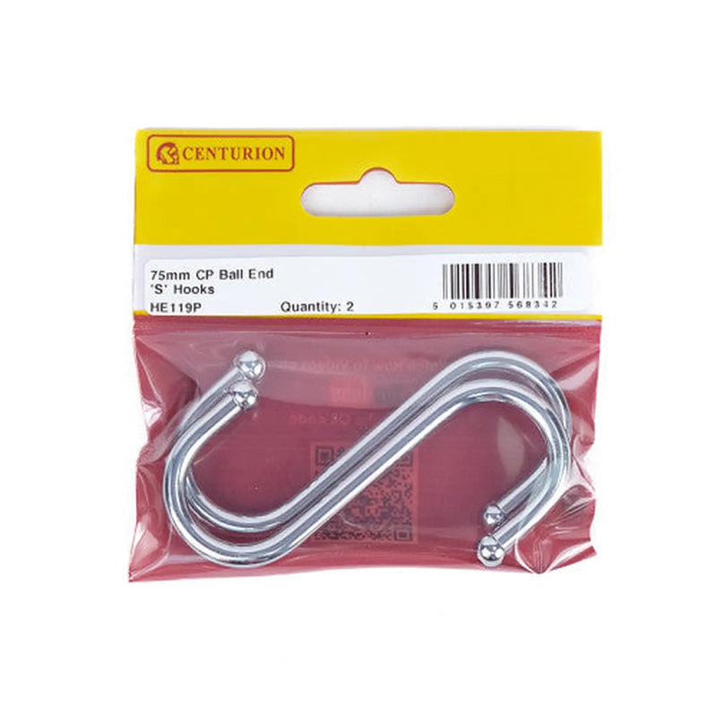 Centurion 80mm Ball End 'S' Hook - Pack of 5