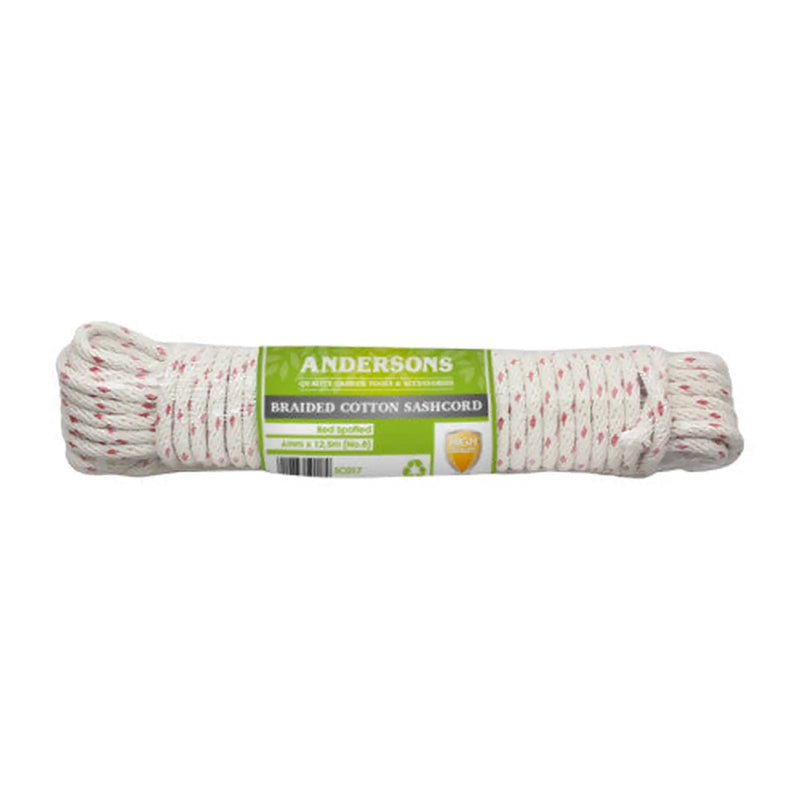 Centurion Red Spot Braided Cotton Sash Cord Hank, 6mm x 12.5m (No 8) - Pack of 8