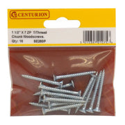 Centurion 1 1/2" x 7 ZP Cross Recessed Hardened Twin Thread Woodscrews with - Pack of 5