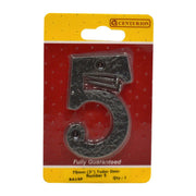 Centurion No.5 Door Numerals, Black, 75mm - Pack of 5
